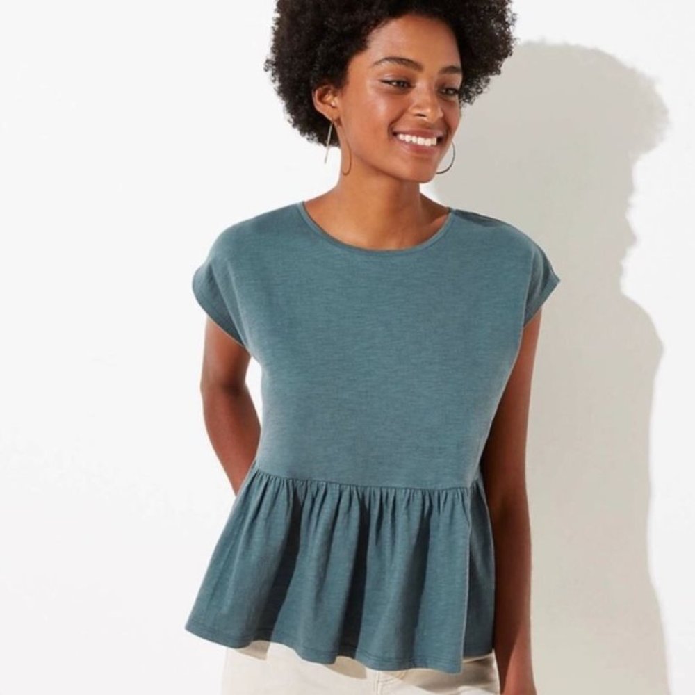 NWT Loft Peplum Tee - Autumn Sage - Medium